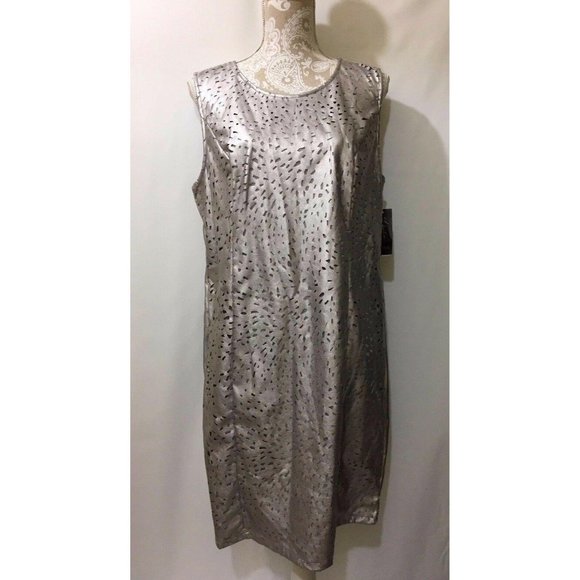 Thalia Sodi Dress Womens Size 16 Pewter‎ Silver Sleeveless Cutout Front New - Picture 1 of 7